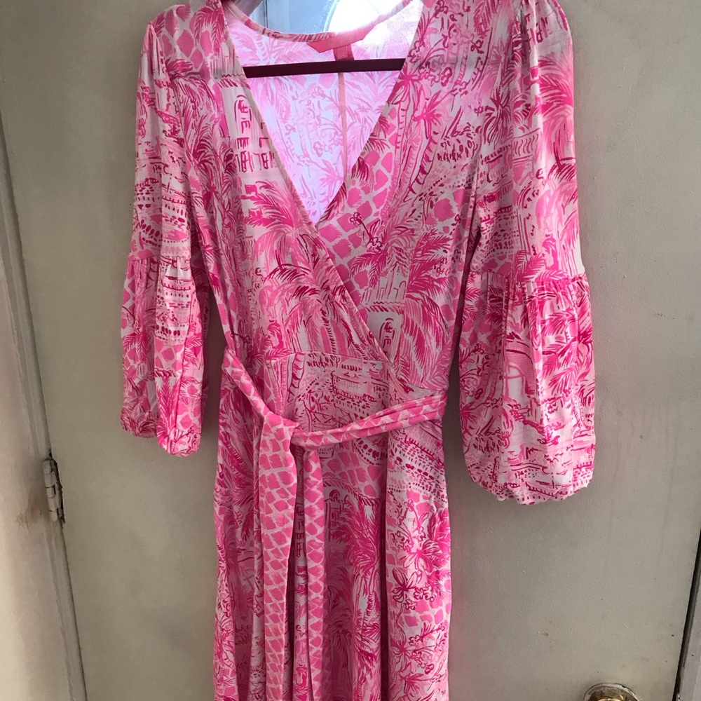 Pink and white LILLY PULITZER KNIT WRAP DRESS